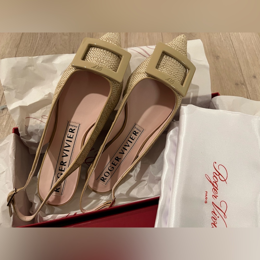 [size 37] Roger Vivier Gommette Piping Slingback ballet flats